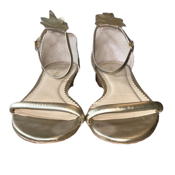 Lilly Pulitzer Laura Metallic Gold Pineapple Ankle Strap Sandals - 9.5 - Picture 7 of 16
